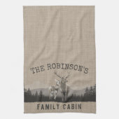 ファミリーネームキャビンディアパインツリーフォレストバーラップ キッチンタオル (縦)