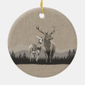 ファミリーネームキャビンディアパインツリーフォレストバーラップ セラミックオーナメント (裏面)