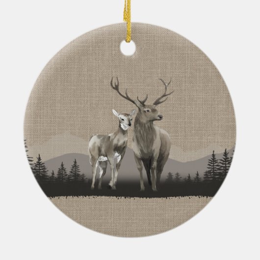 ファミリーネームキャビンディアパインツリーフォレストバーラップ セラミックオーナメント (裏面)