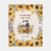 ファミリーネームキャビンファームハウスフォレストサンフラワー フリースブランケット (正面)