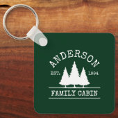 ファミリーネームキャビンフォレストグリーンスクエア キーホルダー (正面)