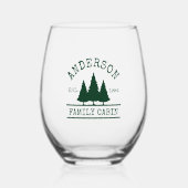 ファミリーネームキャビンフォレストグリーンパインズ ステムなしワイングラス (正面)