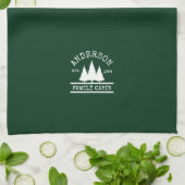 ファミリーネームキャビンフォレストグリーン キッチンタオル (折り畳み)
