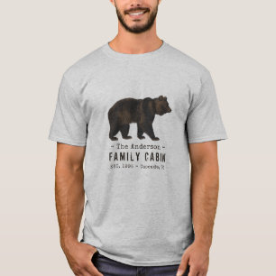 ファミリーネームキャビンブ素朴ラウンブラックベア Tシャツ