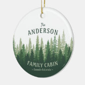 ファミリーネームキャビンロケーションパインツリーフォレスト セラミックオーナメント (左)