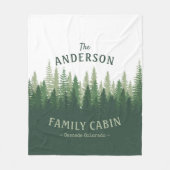 ファミリーネームキャビンロケーションパインツリーフォレスト フリースブランケット (正面)