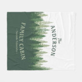 ファミリーネームキャビンロケーションパインツリーフォレスト フリースブランケット (正面(横))