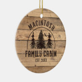 ファミリーネームキャビン素朴ウッドフォレパーソナライズされたスト セラミックオーナメント (右)