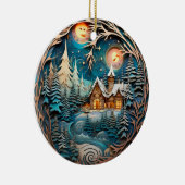 ファミリーネームキャビン素朴フォレパーソナライズされたスト セラミックオーナメント (右)