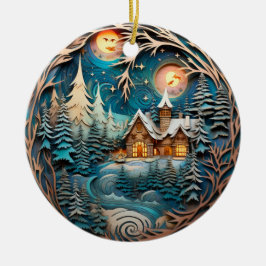 ファミリーネームキャビン素朴フォレパーソナライズされたスト セラミックオーナメント