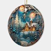 ファミリーネームキャビン素朴フォレパーソナライズされたスト セラミックオーナメント (左)