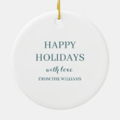 ファミリーネームキャビン素朴フォレパーソナライズされたスト セラミックオーナメント (裏面)