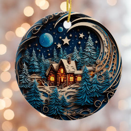 ファミリーネームキャビン素朴フォレパーソナライズされたスト セラミックオーナメント