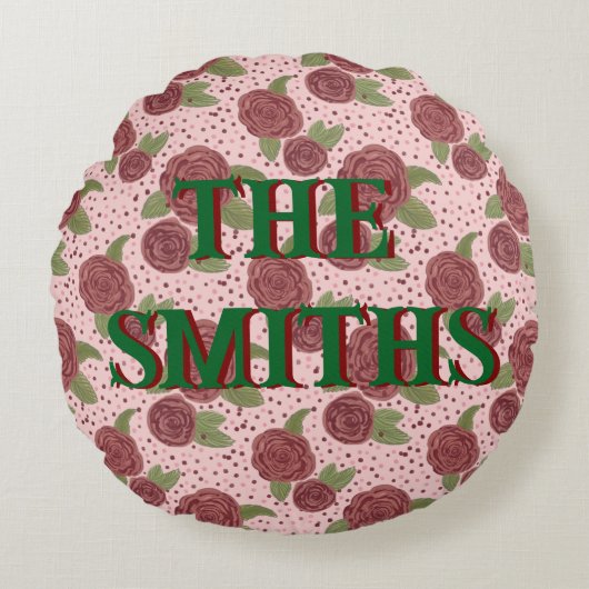 ファミリーネームクッションフローラホームデコール ラウンドクッション (正面)