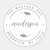 ファミリーネームグリーンリー差出人住所ラベル ラウンドシール (正面)