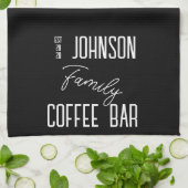 ファミリーネームコーヒーバー白黒 キッチンタオル (折り畳み)