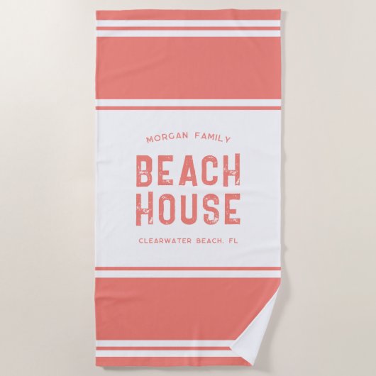 ファミリーネームサマーバケーションハウス ビーチタオル (正面)