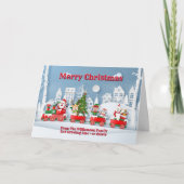ファミリーネームサンタ&小妖精や小人トレインクリスマスを追加 カード (正面)