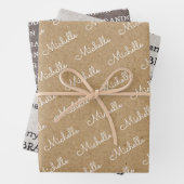 ファミリーネームシンプルクリスマスクラフト ラッピングペーパーシート (インサイチュ)