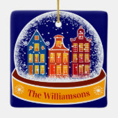 ファミリーネームスノーグローブクリスマスビレッジ セラミックオーナメント (裏面)