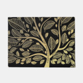 ファミリーネームツリーブラック金ゴールド葉系図学 ドアマット (正面)