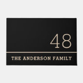 ファミリーネームハウスナンバブラックニュートラル ドアマット (正面)