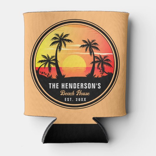 ファミリーネームハウスビーチレトロサンセットデミディーズ60s 缶クーラー (正面)