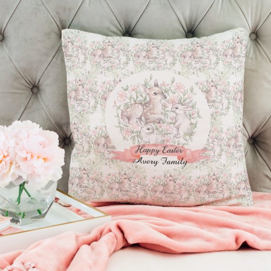 ファミリーネームパーソナライズされたディアバニーイースター クッション