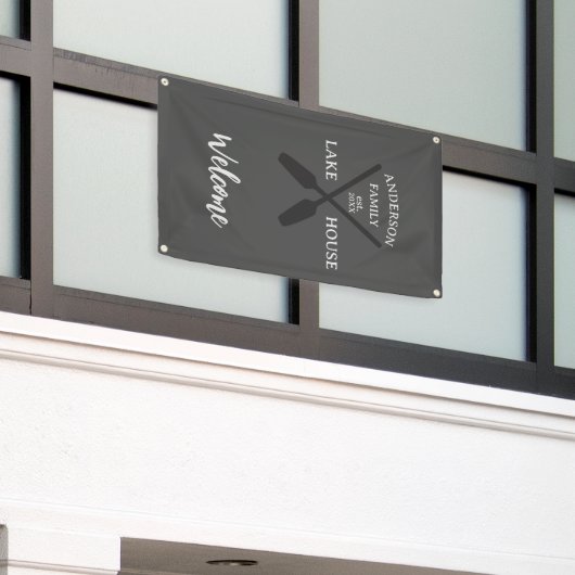 ファミリーネームパーソナライズされたレイクハウスウェルカム 横断幕 (ビルの外側)