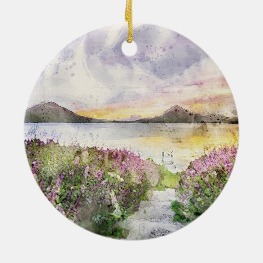 ファミリーネームパーソナライズされたレイクハウスサイン セラミックオーナメント (裏面)