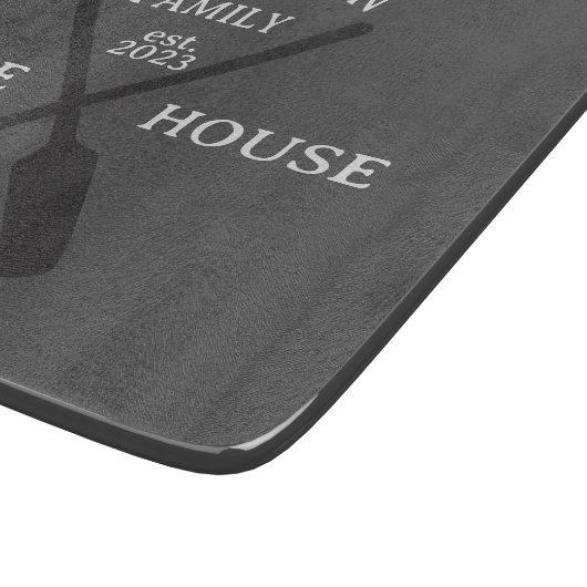 ファミリーネームパーソナライズされたレイクハウス カッティングボード (角)