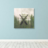 ファミリーネームパーソナライズされたレイクハウス キャンバスプリント (インサイチュ (ウッドフロア))