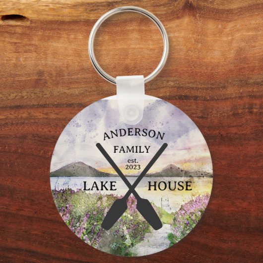 ファミリーネームパーソナライズされたレイクハウス キーホルダー (正面)