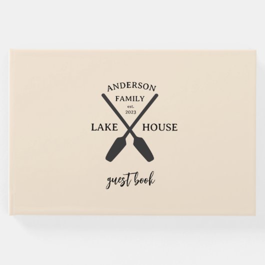 ファミリーネームパーソナライズされたレイクハウス ゲストブック (正面)