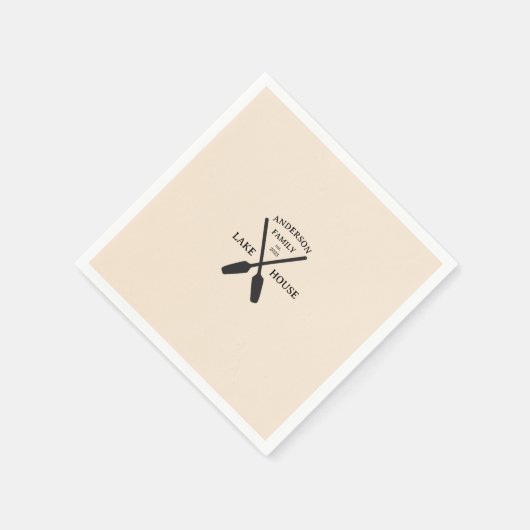 ファミリーネームパーソナライズされたレイクハウス スタンダードカクテルナプキン (角)