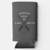 ファミリーネームパーソナライズされたレイクハウス スリム缶クーラー (裏面)
