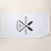 ファミリーネームパーソナライズされたレイクハウス ビーチタオル (正面)