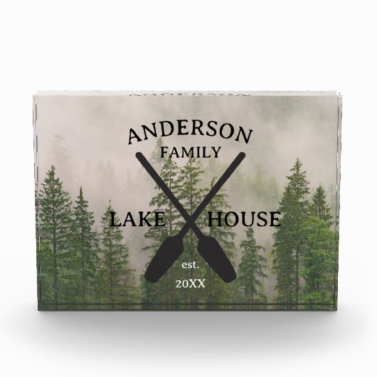 ファミリーネームパーソナライズされたレイクハウス フォトブロック (正面)