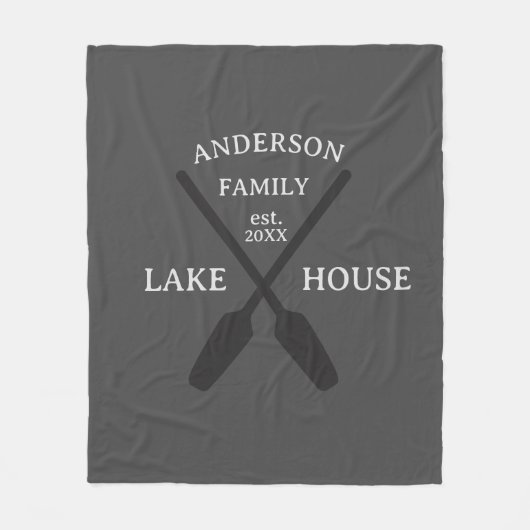 ファミリーネームパーソナライズされたレイクハウス フリースブランケット (正面)