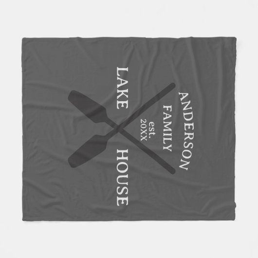 ファミリーネームパーソナライズされたレイクハウス フリースブランケット (正面(横))