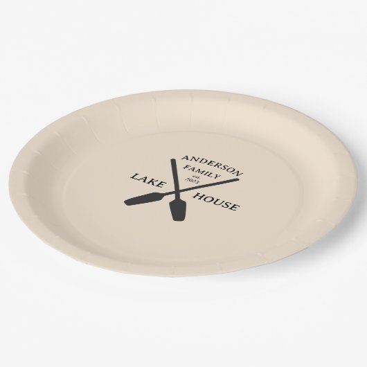 ファミリーネームパーソナライズされたレイクハウス ペーパープレート (アングル)