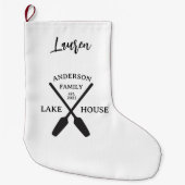 ファミリーネームパーソナライズされたレイクハウス ラージクリスマスストッキング (正面)