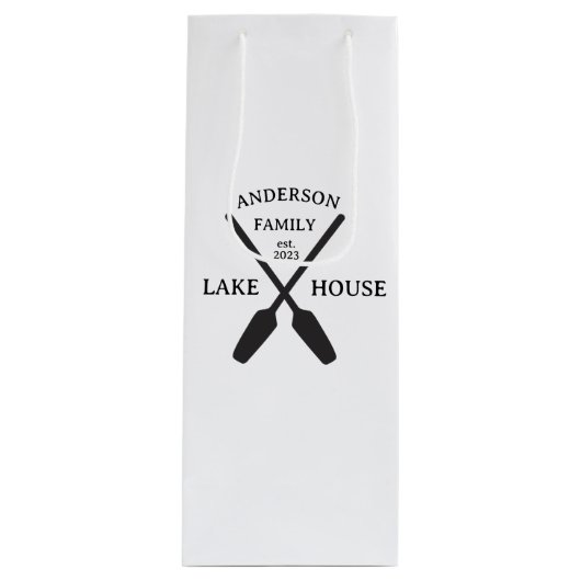 ファミリーネームパーソナライズされたレイクハウス ワインギフトバッグ (正面)
