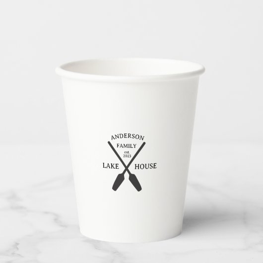 ファミリーネームパーソナライズされたレイクハウス 紙コップ (正面)