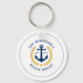 ファミリーネームビーチハウスいかり金ゴールドローレルスター キーホルダー (正面)