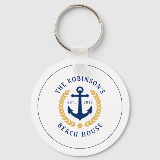 ファミリーネームビーチハウスいかり金ゴールドローレルスター キーホルダー (裏面)