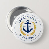 ファミリーネームビーチハウスいかり金ゴールドローレルスター 缶バッジ (正面&裏面)