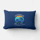 ファミリーネームビーチハウスサンパームツリーズブルー ランバークッション (正面)