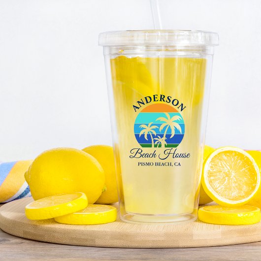 ファミリーネームビーチハウスサンパームツリーズ アクリルタンブラー