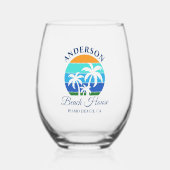 ファミリーネームビーチハウスサンパームツリーズ ステムなしワイングラス (正面)